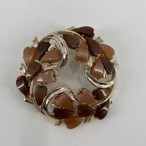 Vintage brown and gold garland brooch